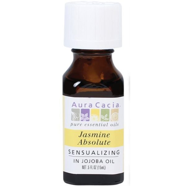 AURA CACIA - 100% Pure Essential Oil Jasmine Absolute in Jojoba Oil - 0.5 fl. oz. (15 ml) For Discount